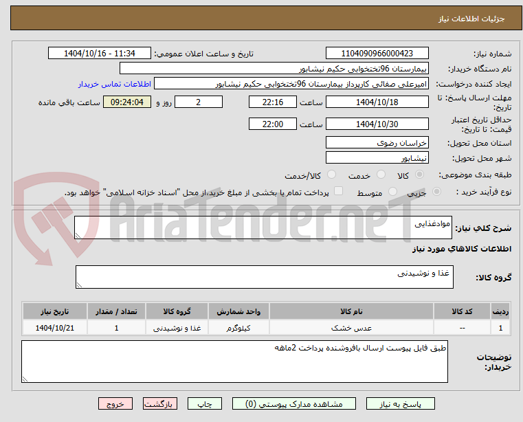 تصویر کوچک آگهی موادغذایی