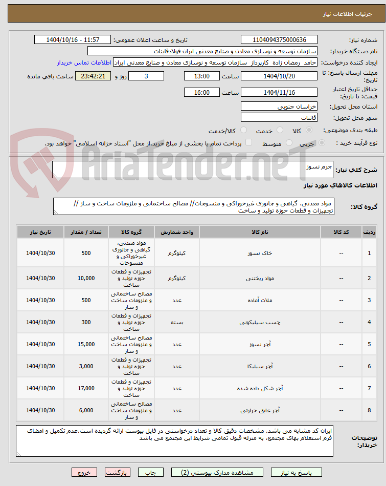 تصویر کوچک آگهی جرم نسوز 
