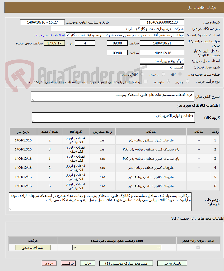 تصویر کوچک آگهی خرید قطعات سیستم های plc طبق استعلام پیوست