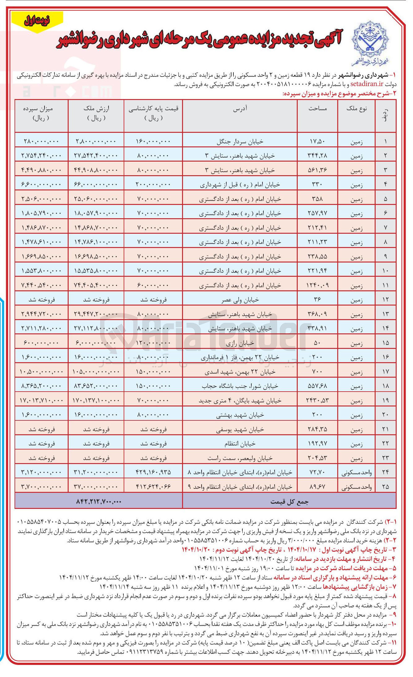 تصویر کوچک آگهی  ۱۹ قطعه زمین و ۲ واحد مسکونی