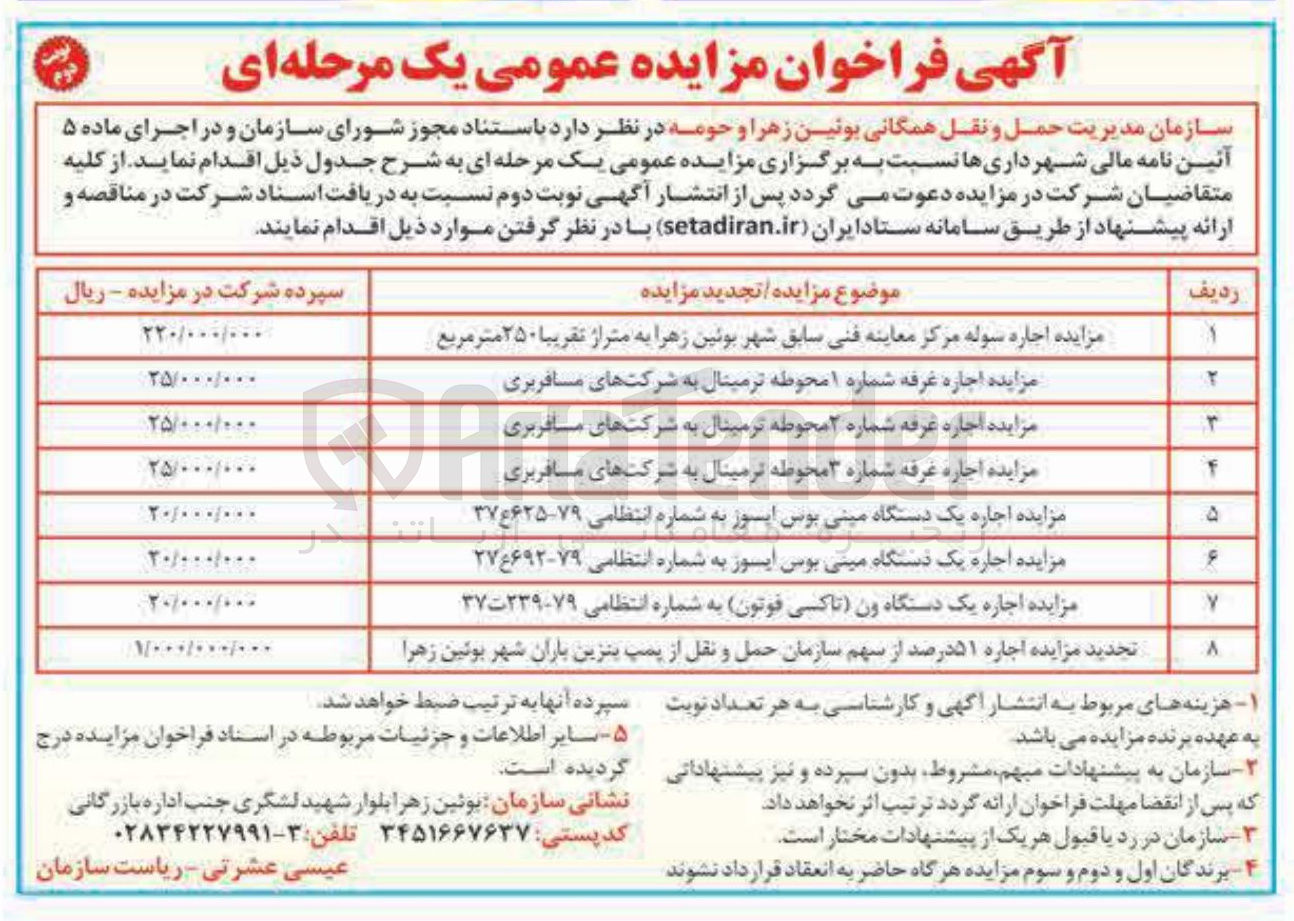 تصویر کوچک آگهی اجاره غرفه شماره ۲ 