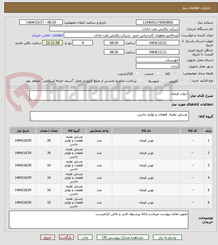 تصویر کوچک آگهی ادوات فرمان