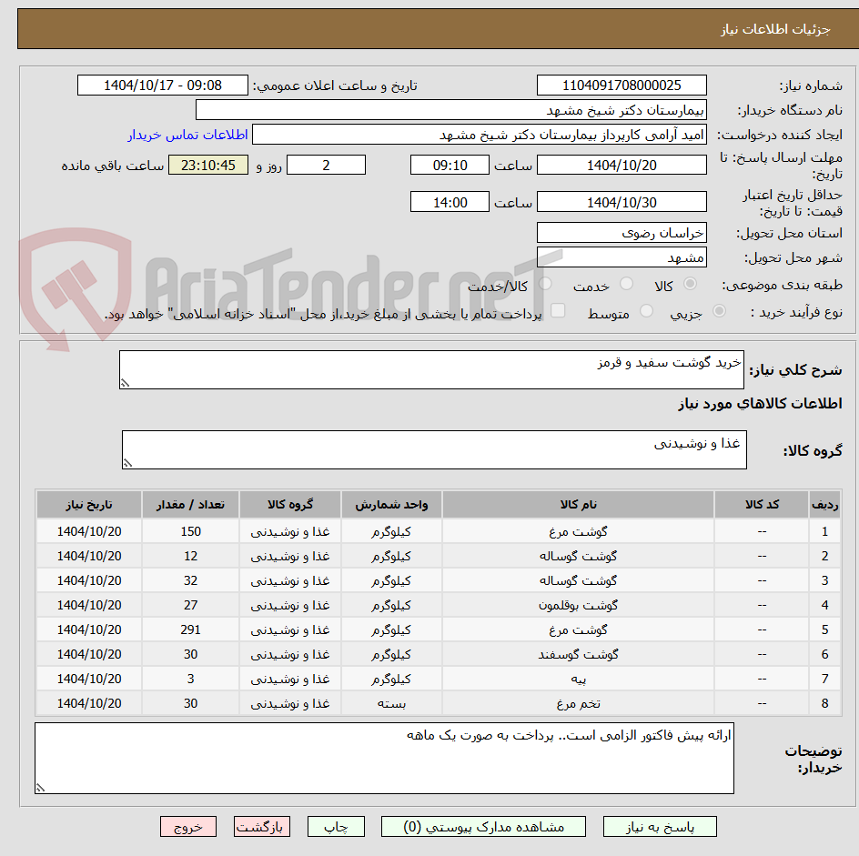تصویر کوچک آگهی خرید گوشت سفید و قرمز 
