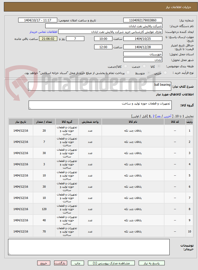 تصویر کوچک آگهی ball bearing