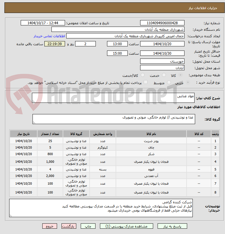 تصویر کوچک آگهی مواد غذایی