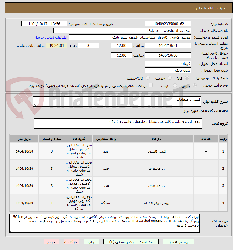 تصویر کوچک آگهی کیس با متعلقات