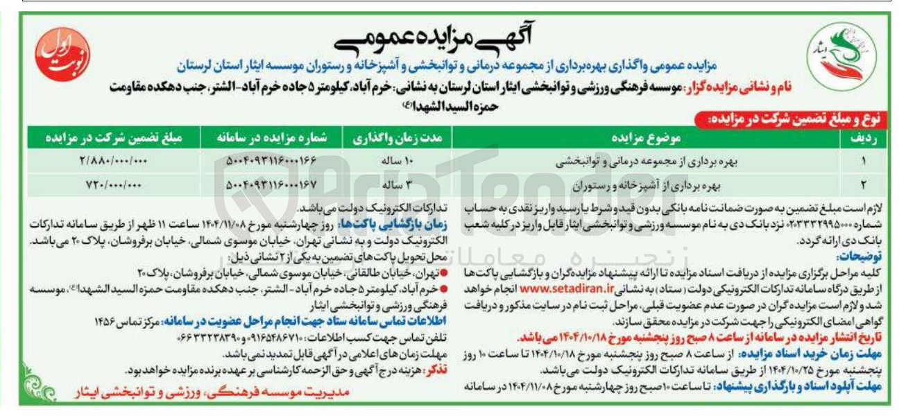 تصویر کوچک آگهی بهره برداری از آشپزخانه و رستوران 
