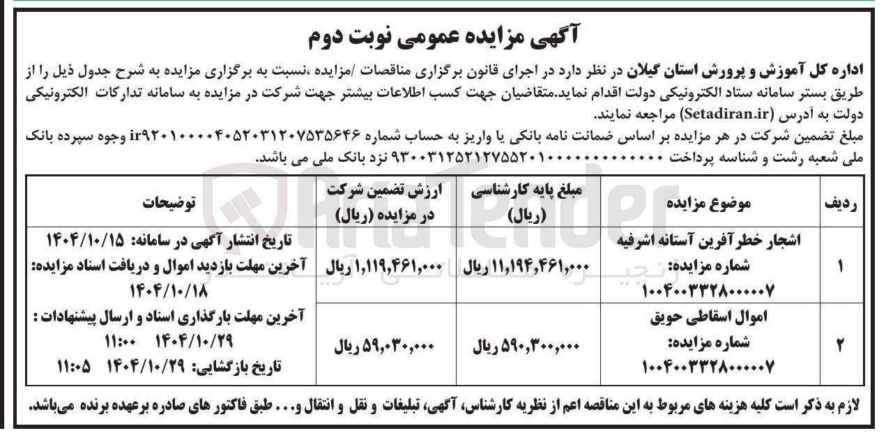تصویر کوچک آگهی 
اموال اسقاطی حویق