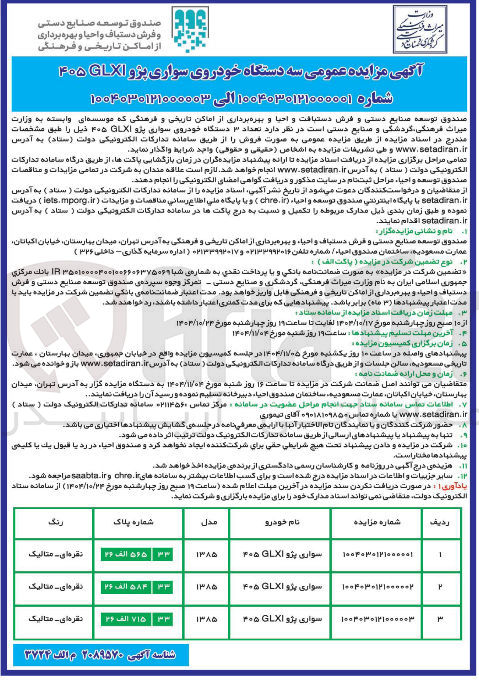 تصویر کوچک آگهی فروش سه دستگاه خودروی سواری پژو 405 glxi