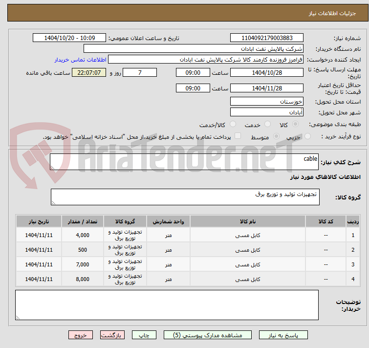 تصویر کوچک آگهی cable