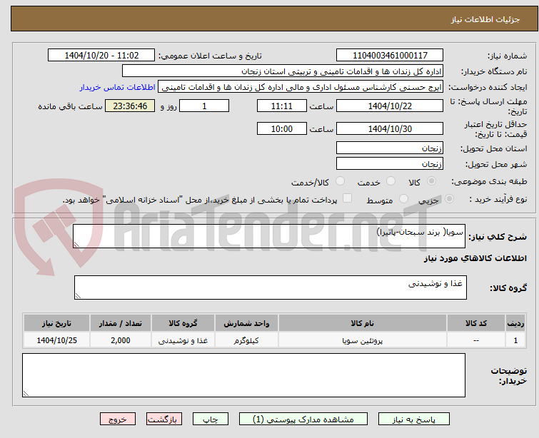 تصویر کوچک آگهی سویا( برند سبحان-پاتیرا)