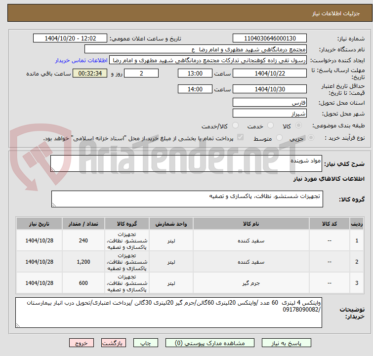تصویر کوچک آگهی مواد شوینده