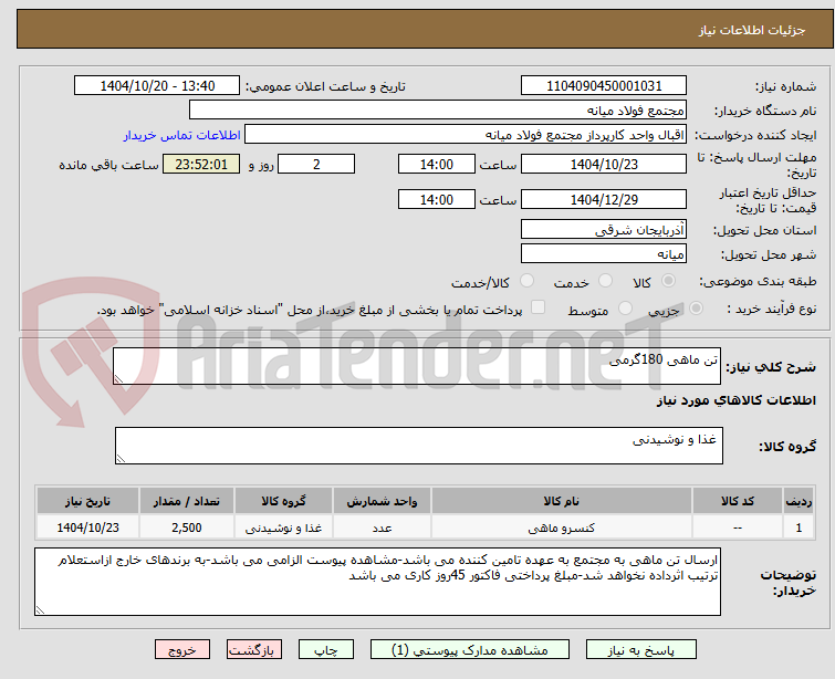 تصویر کوچک آگهی تن ماهی 180گرمی 