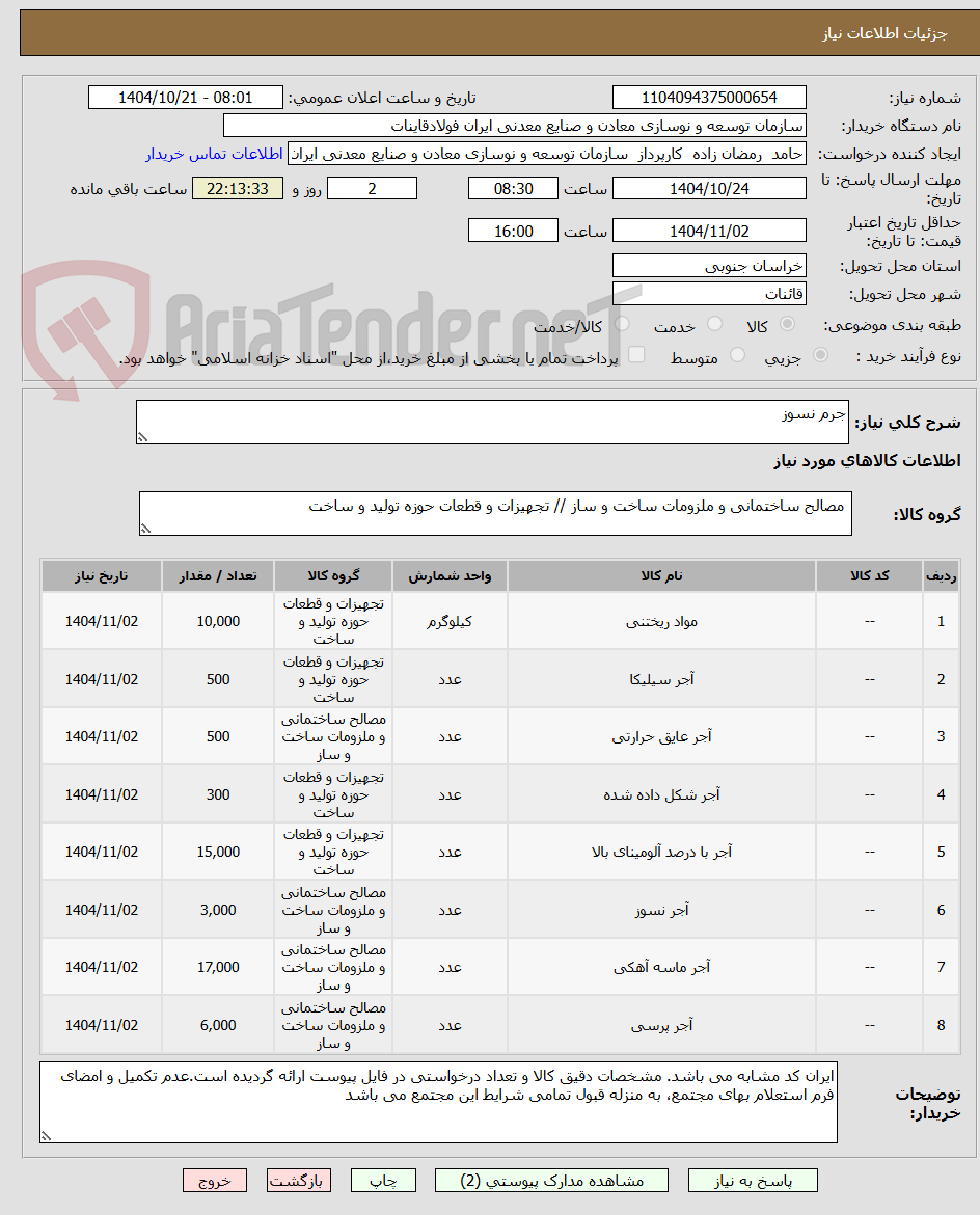 تصویر کوچک آگهی جرم نسوز