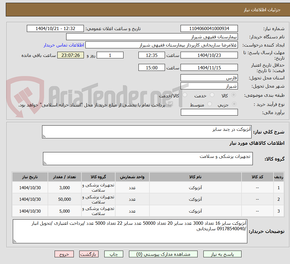 تصویر کوچک آگهی آنژیوکت در چند سایز