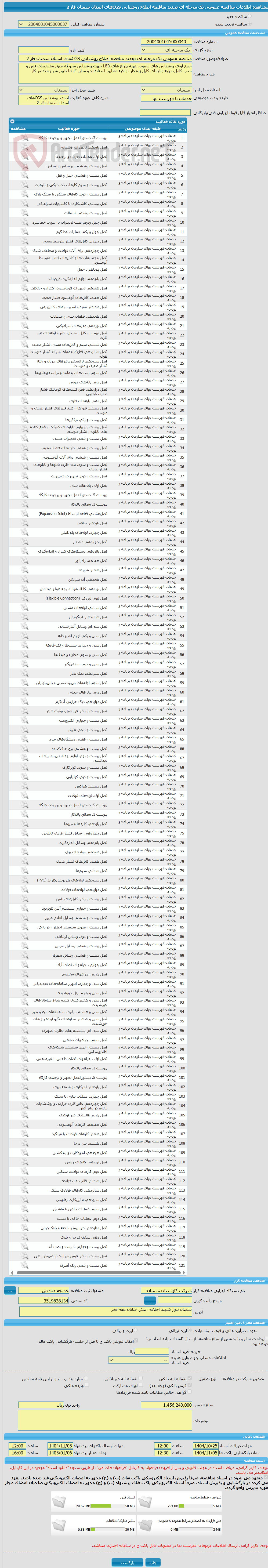 تصویر کوچک آگهی مناقصه عمومی یک مرحله ای تجدید مناقصه اصلاح روشنایی CGSهای استان سمنان فاز 2