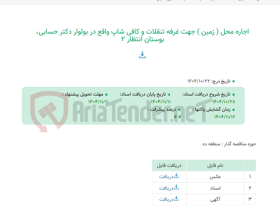 تصویر کوچک آگهی اجاره محل ( زمین ) جهت غرفه تنقلات و کافی شاپ واقع در بولوار دکتر حسابی، بوستان انتظار 2