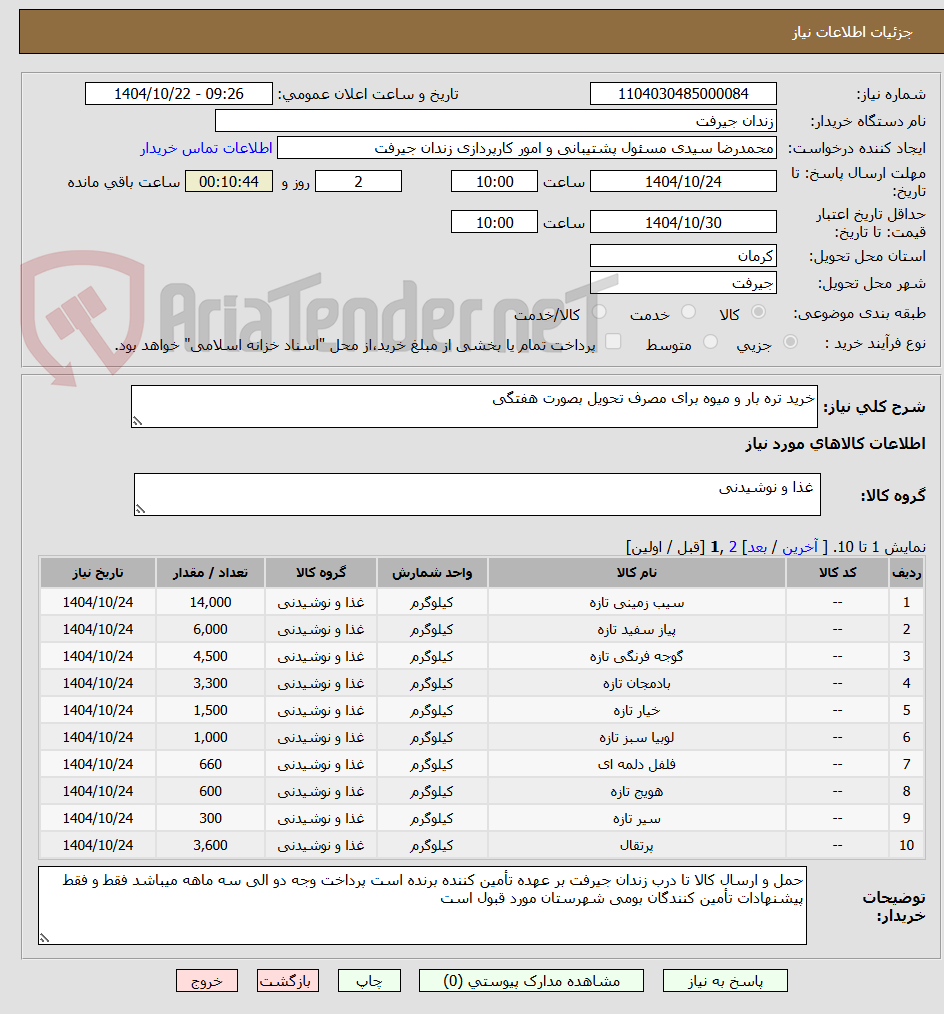 تصویر کوچک آگهی خرید تره بار و میوه برای مصرف تحویل بصورت هفتگی