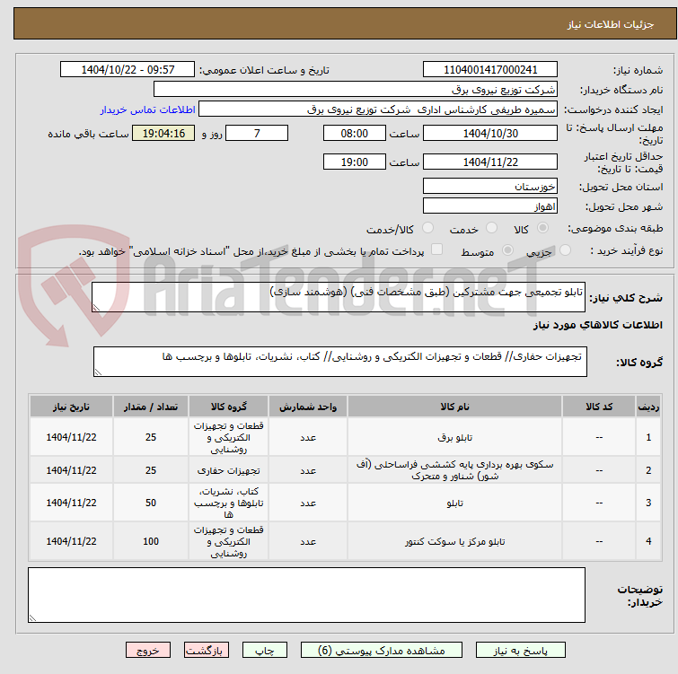 تصویر کوچک آگهی تابلو تجمیعی جهت مشترکین (طبق مشخصات فنی) (هوشمند سازی)