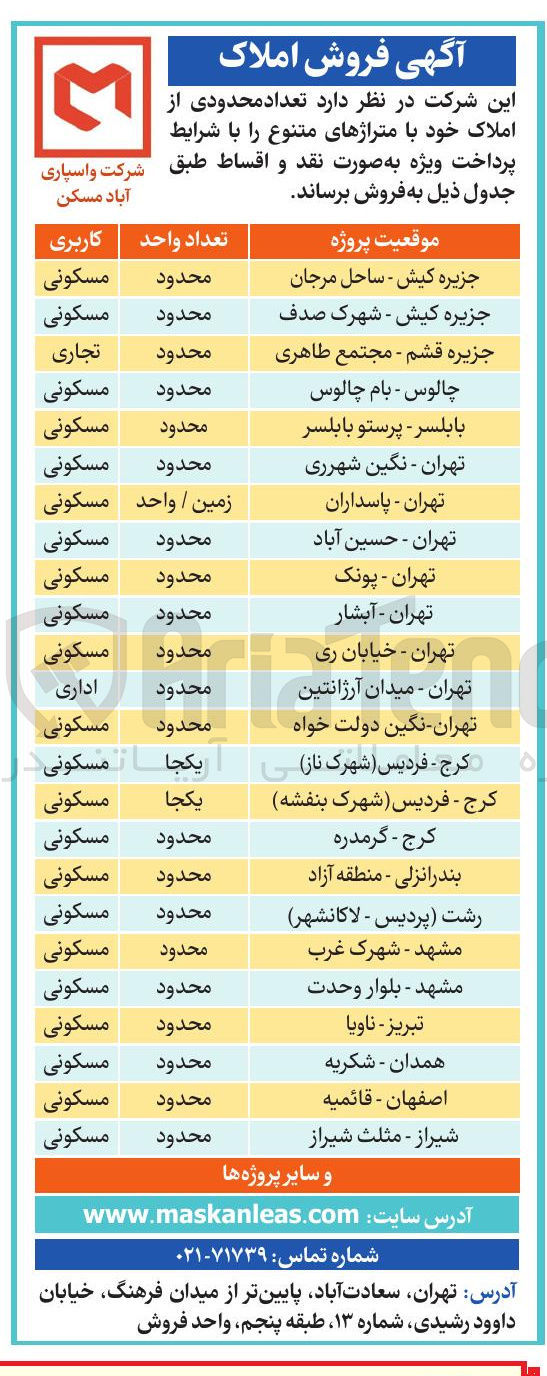 تصویر کوچک آگهی تعداد محدودی املاک