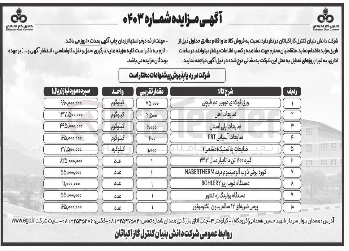 تصویر کوچک آگهی فروش کالاها و اقلام