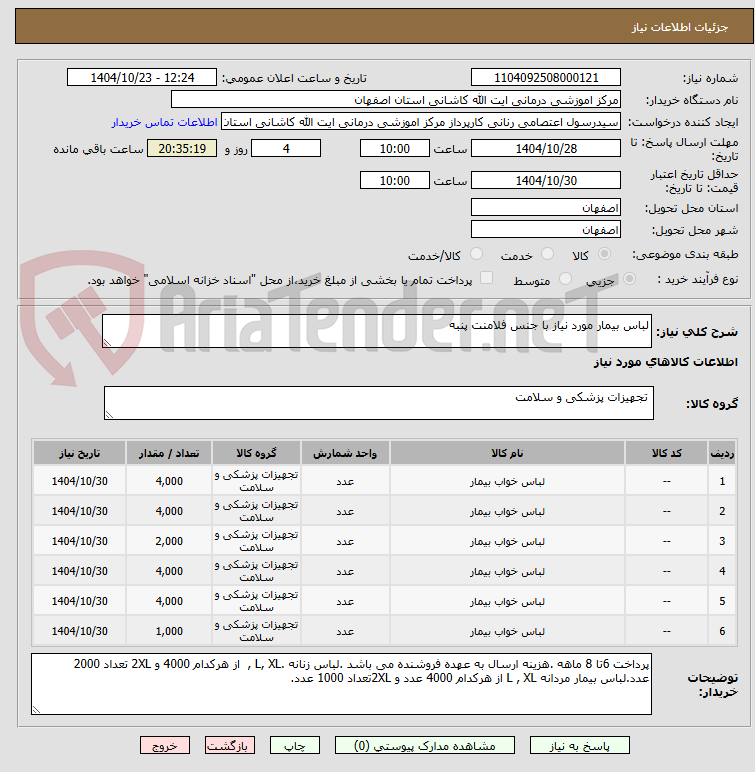 تصویر کوچک آگهی لباس بیمار مورد نیاز با جنس فلامنت پنبه