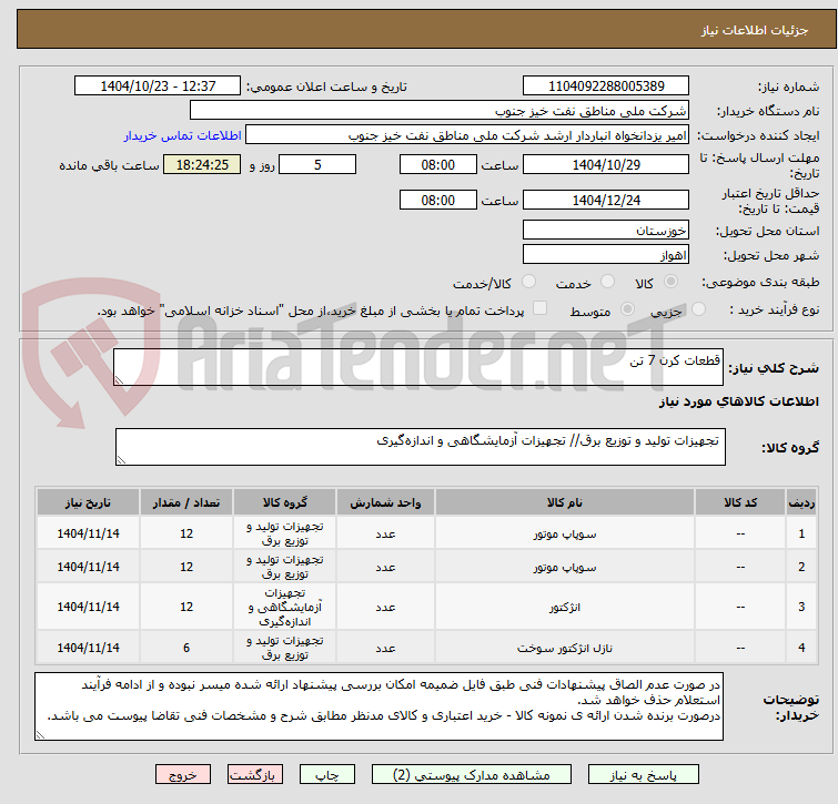 تصویر کوچک آگهی قطعات کرن 7 تن
