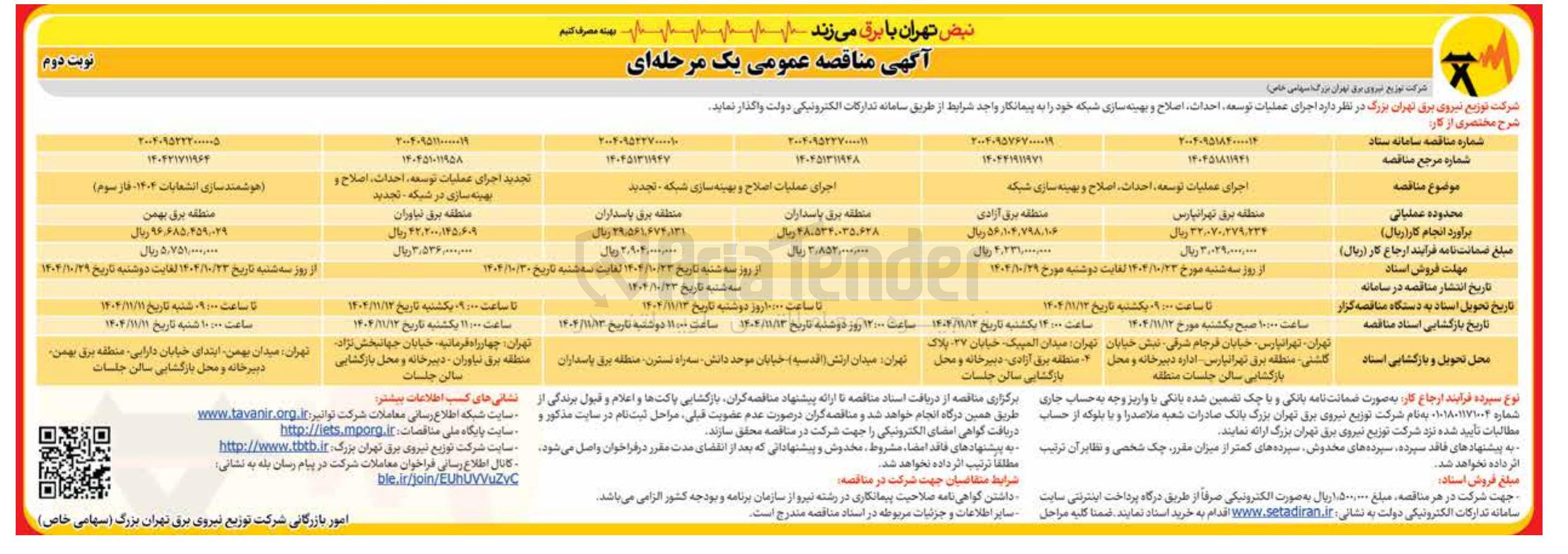 تصویر کوچک آگهی اجرای عملیات توسعه احداث اصلاح و بهینه سازی شبکه 