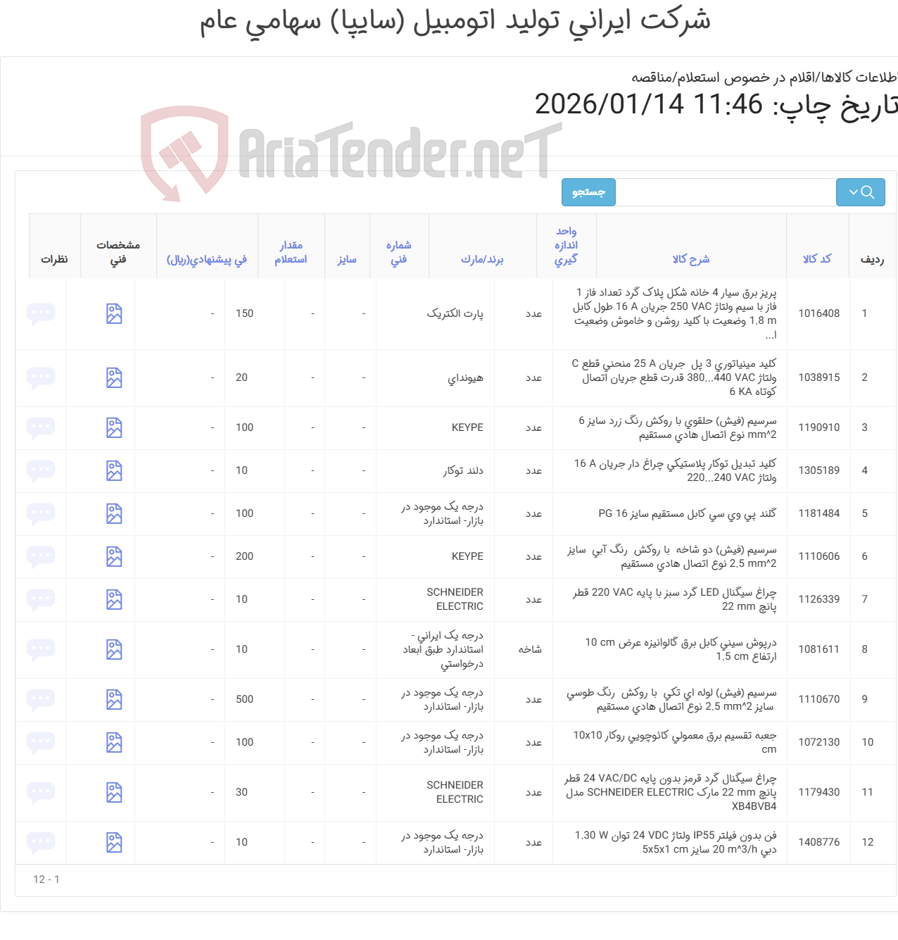 تصویر کوچک آگهی تامین اقلام برقی و الکترونیکی 2