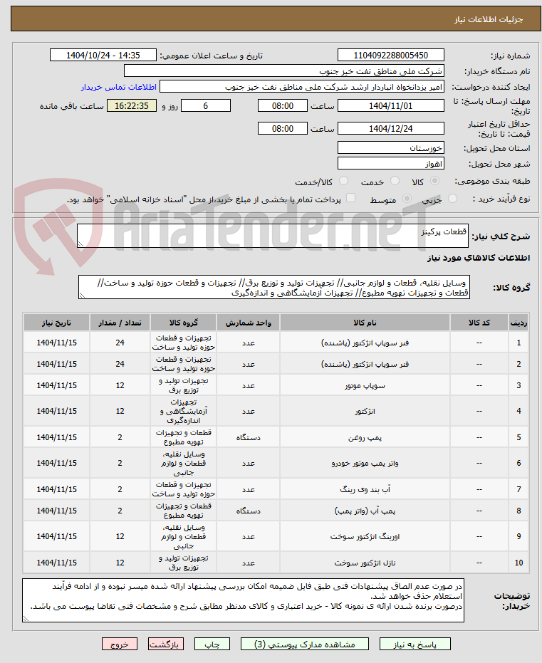 تصویر کوچک آگهی قطعات پرکینز