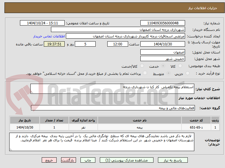 تصویر کوچک آگهی استعلام بیمه تکمیلی  کار کنا ن شهرداری درچه 