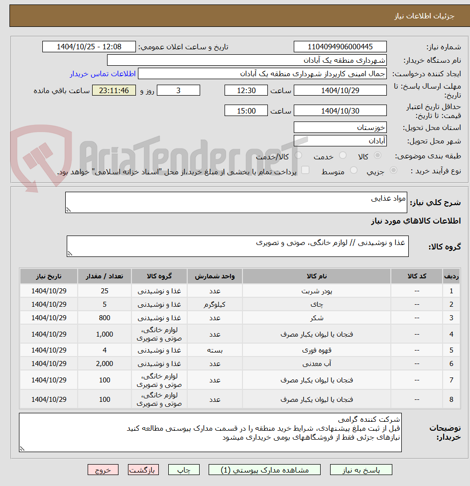 تصویر کوچک آگهی مواد غذایی