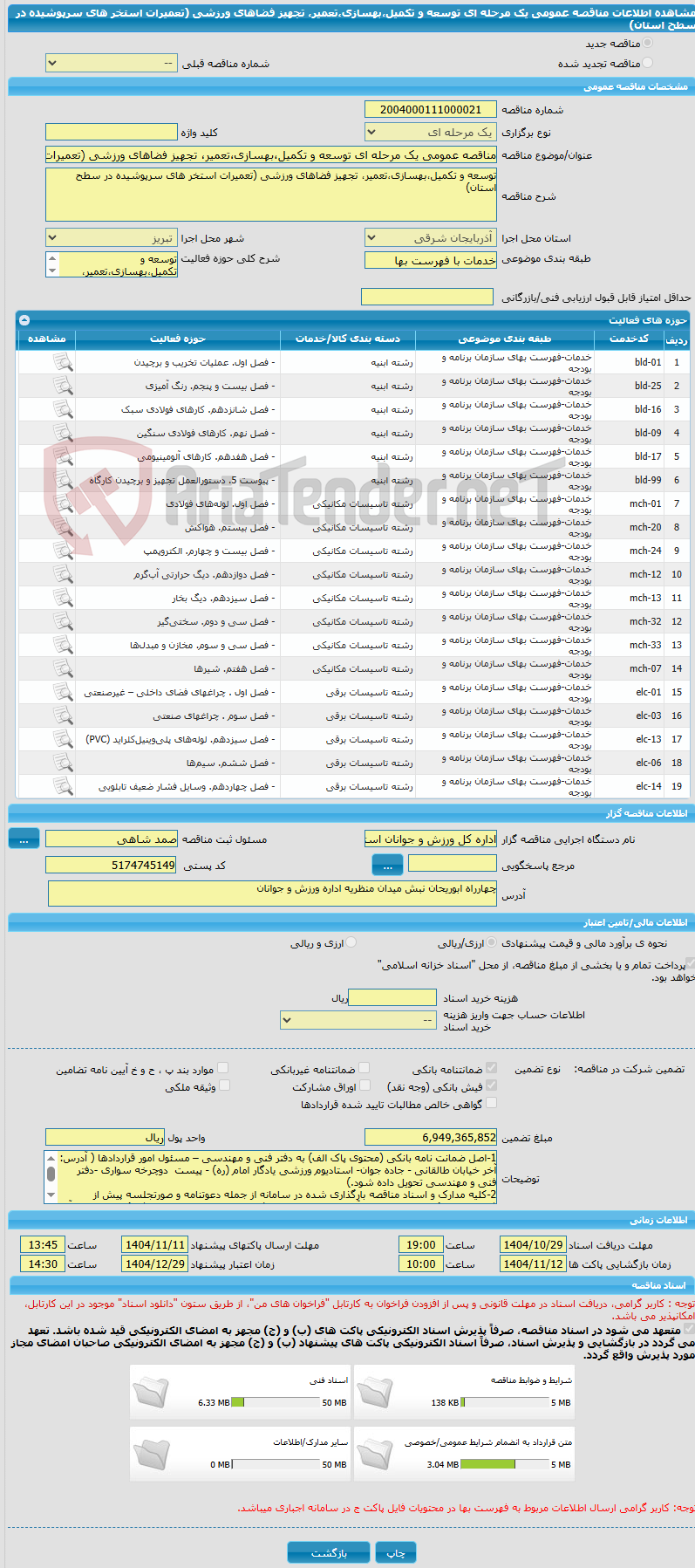 تصویر کوچک آگهی مناقصه عمومی یک مرحله ای توسعه و تکمیل،بهسازی،تعمیر، تجهیز فضاهای ورزشی (تعمیرات استخر های سرپوشیده در سطح استان)