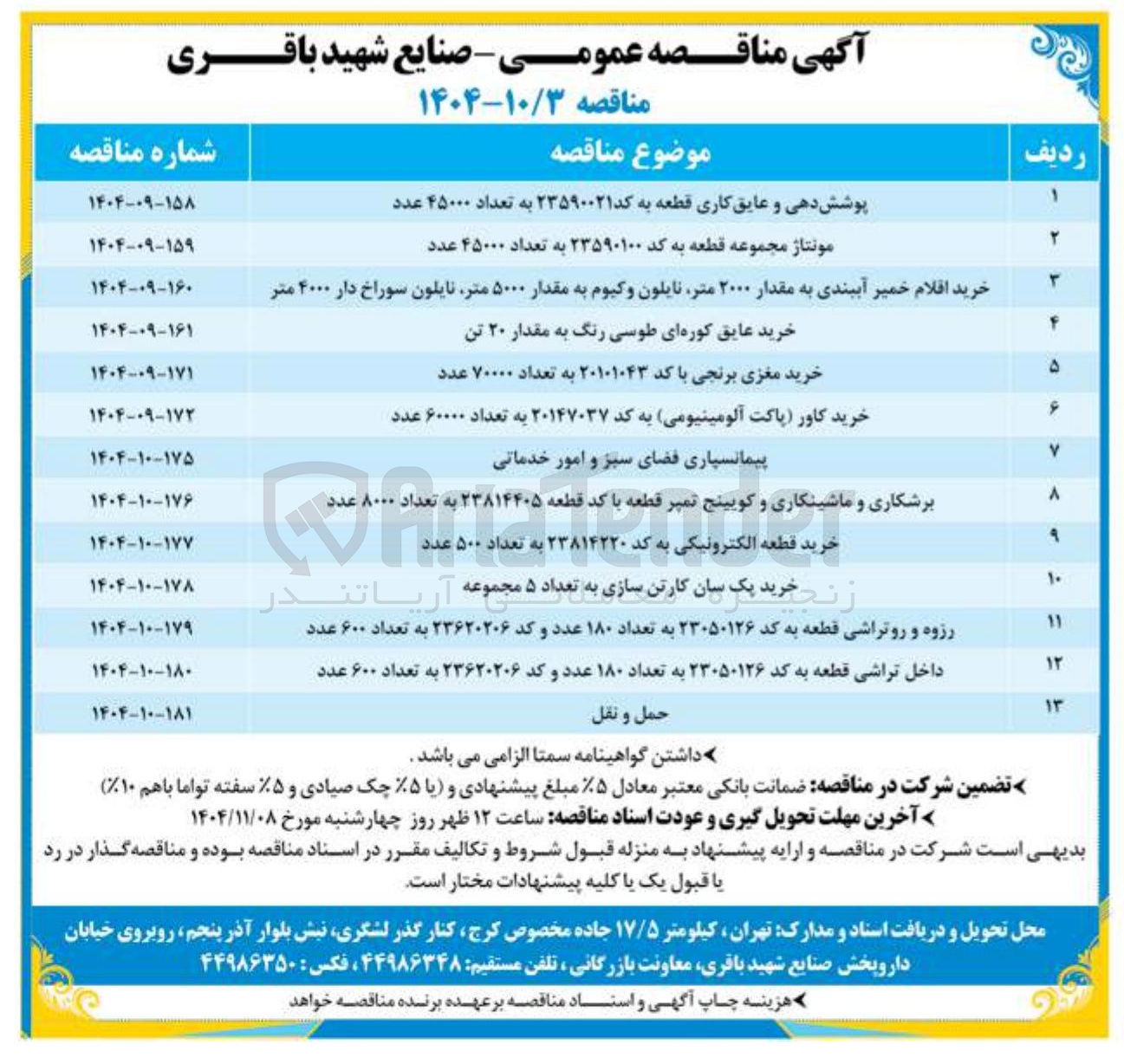 تصویر کوچک آگهی  خرید قطعه الکترونیکی به کد ۲۳۸۱۴۲۲۰ به تعداد ۵۰۰ عدد 