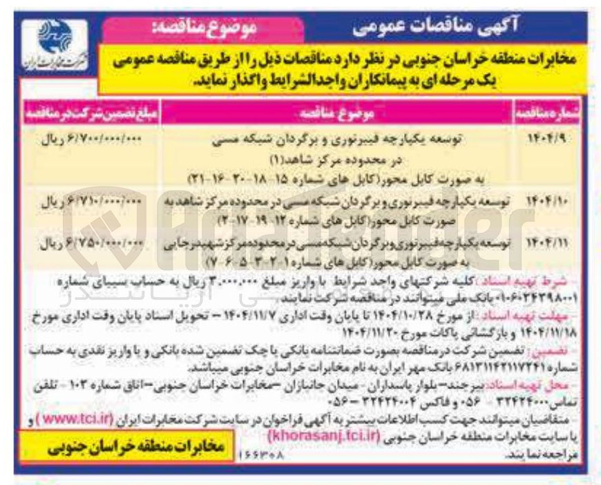 تصویر کوچک آگهی سعه یکپارچه فیبر نوری و برگردان شبکه مسی 