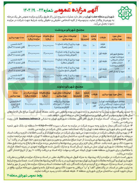 تصویر کوچک آگهی بهره برداری مجتمع شهربانو دماوند