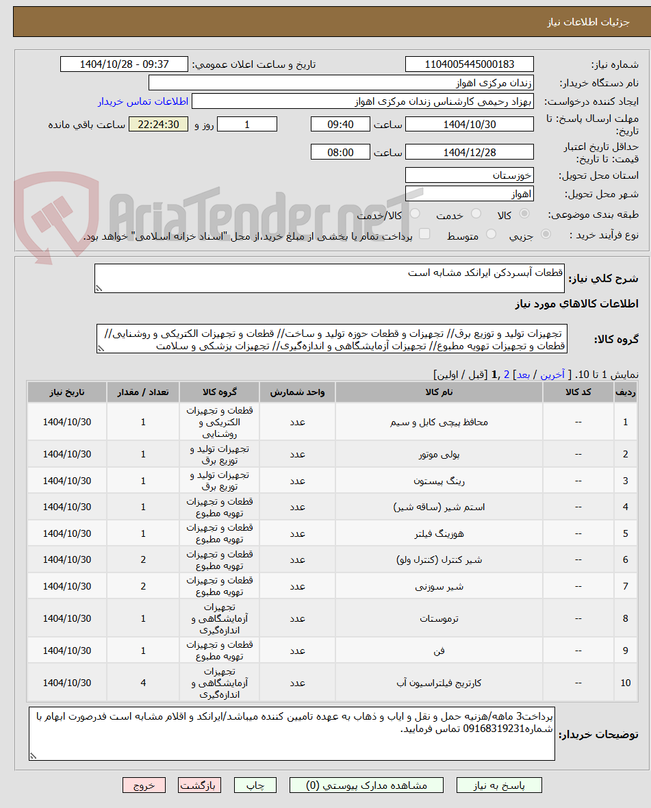 تصویر کوچک آگهی قطعات آبسردکن ایرانکد مشابه است