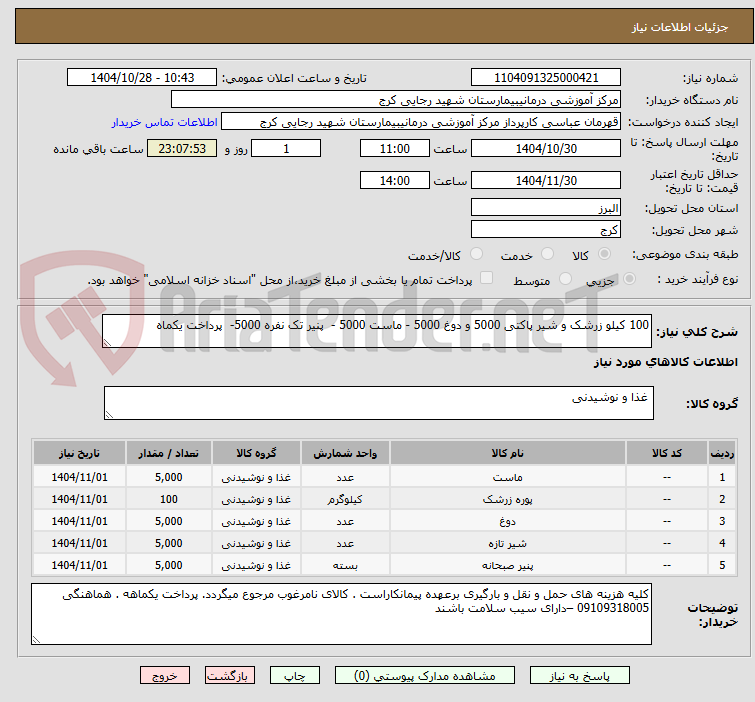 تصویر کوچک آگهی 100 کیلو زرشک و شیر پاکتی 5000 و دوغ 5000 - ماست 5000 - پنیر تک نفره 5000- پرداخت یکماه