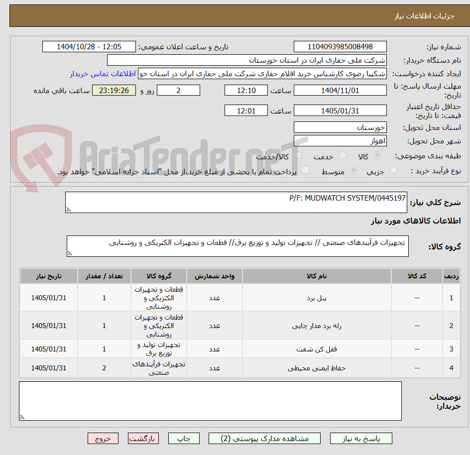 تصویر کوچک آگهی P/F: MUDWATCH SYSTEM/0445197
