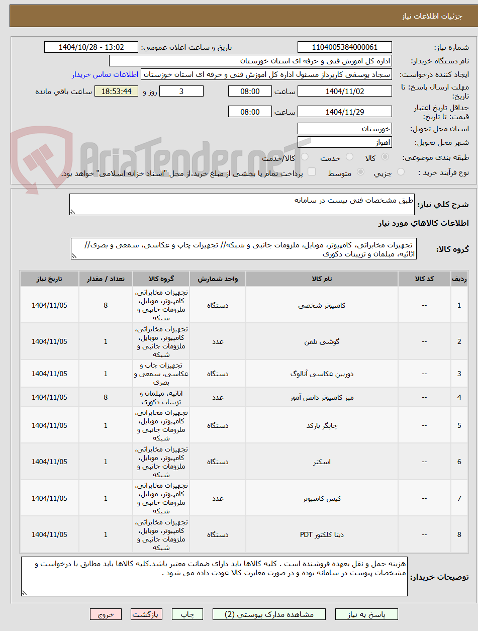 تصویر کوچک آگهی طبق مشخصات فنی پیست در سامانه
