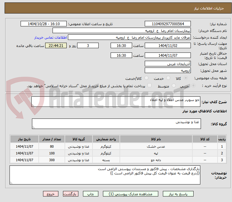 تصویر کوچک آگهی جو سوپ, عدس اعلاء و لپه اعلاء