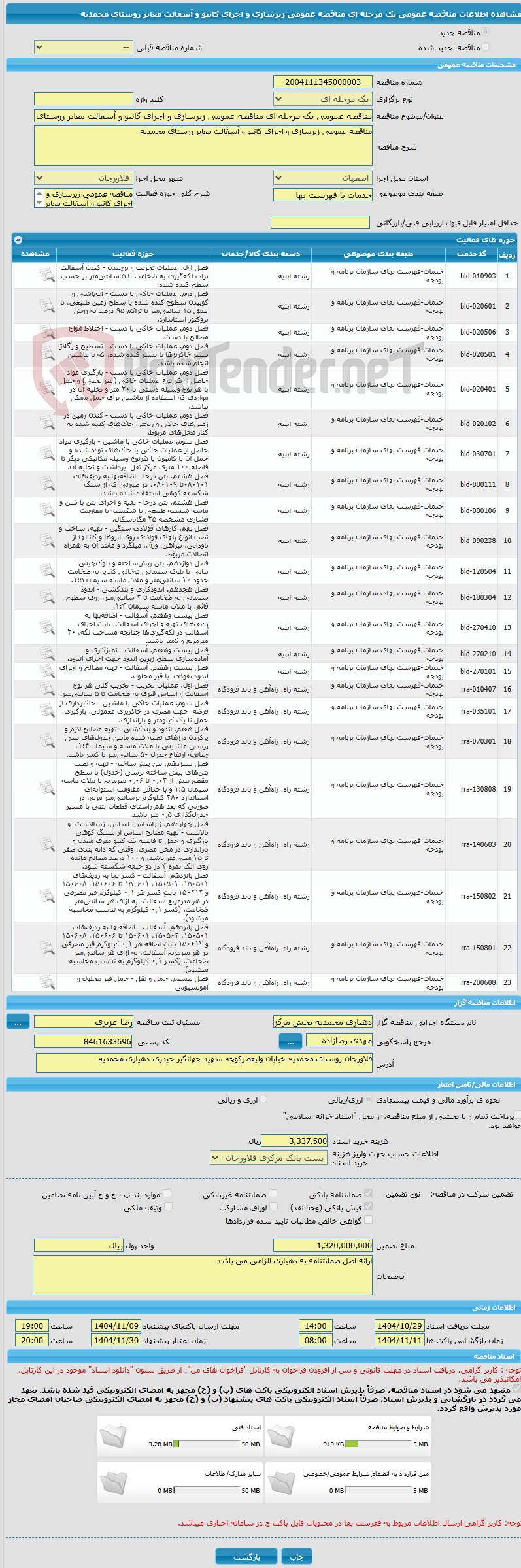 تصویر کوچک آگهی مناقصه عمومی یک مرحله ای مناقصه عمومی زیرسازی و اجرای کانیو و آسفالت معابر روستای محمدیه