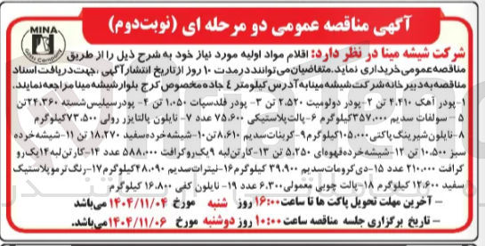 تصویر کوچک آگهی خرید سولفات سدیم 357/000 کیلوگرم