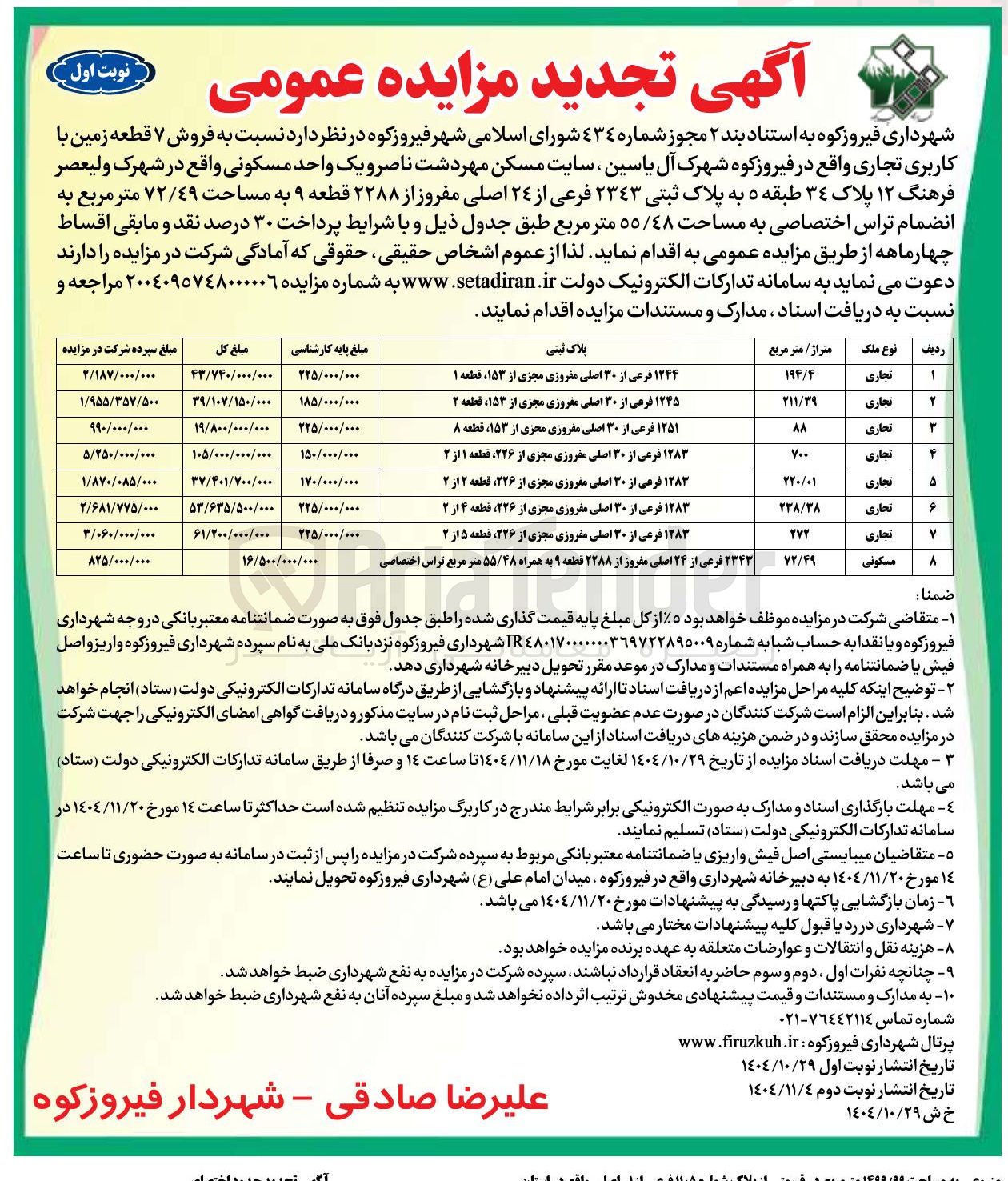 تصویر کوچک آگهی  فروش ۷ قطعه زمین با کاربری تجاری و یک واحد مسکونی