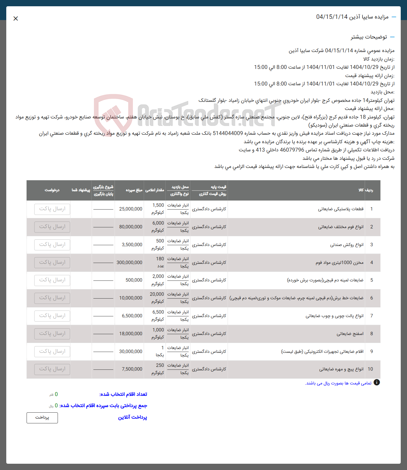 تصویر کوچک آگهی قطعات پلاستیکی ضایعاتی