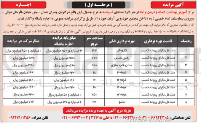 تصویر کوچک آگهی اجاره تعدادی غرفه