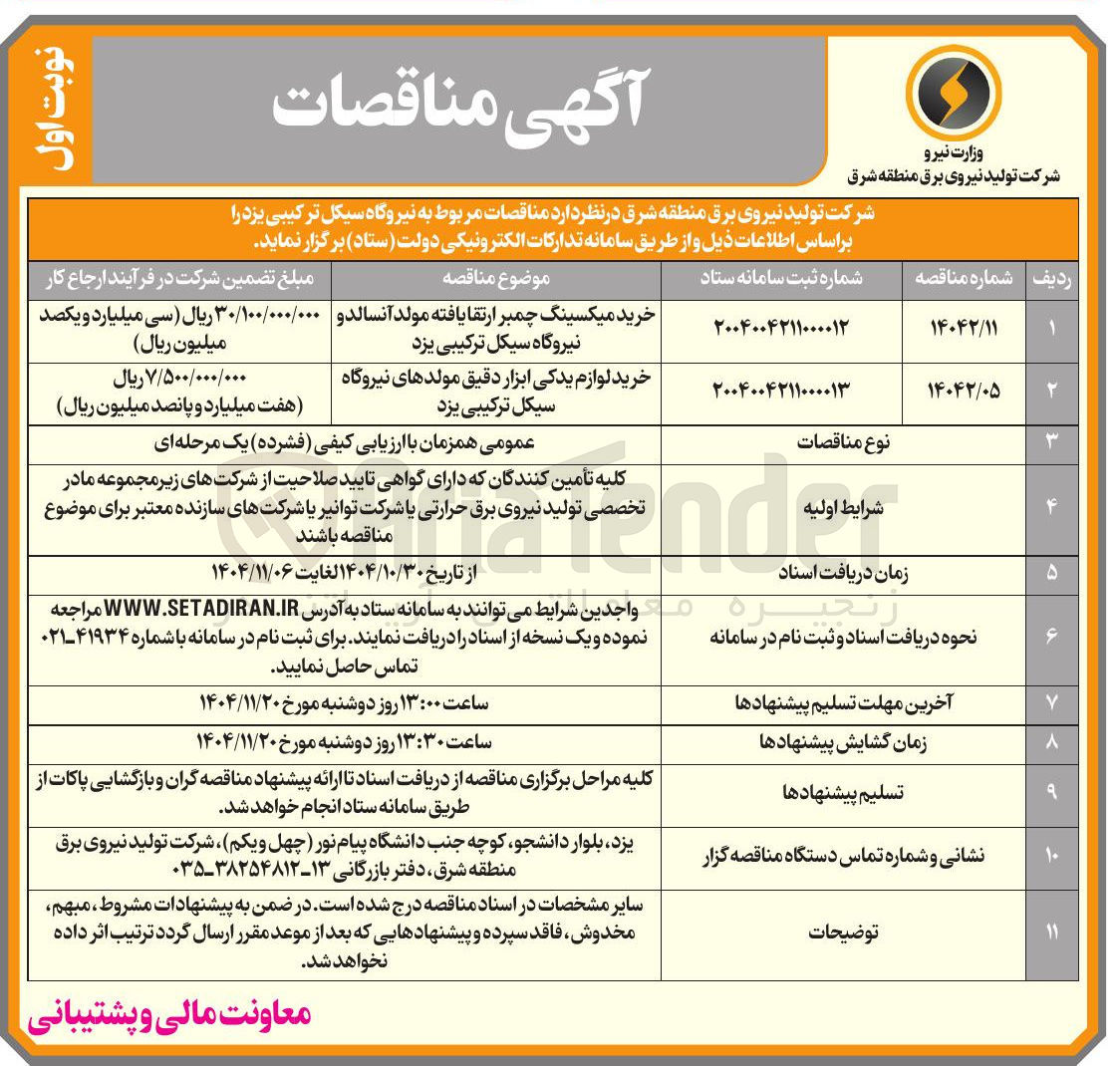 تصویر کوچک آگهی خرید لوازم یدکی ابزار دقیق مولدهای نیروگاه