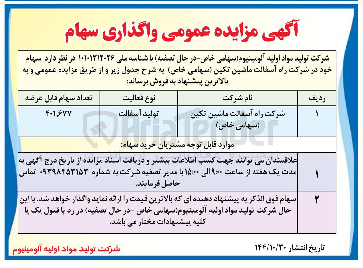 تصویر کوچک آگهی فروش سهام