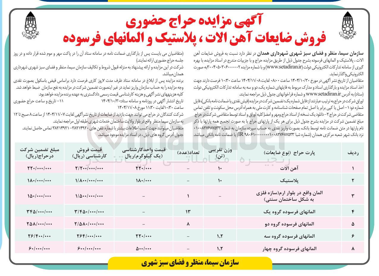 تصویر کوچک آگهی فروش ضایعات آهن الات ، پلاستیک و المانهای فرسوده
