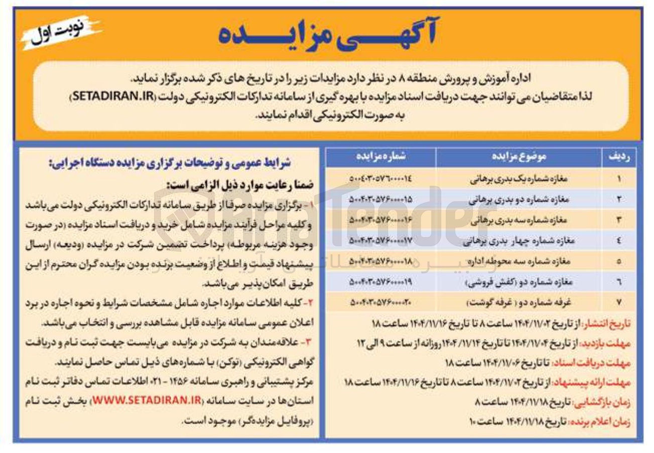 تصویر کوچک آگهی فروش غرفه شماره دو (غرفه گوشت)